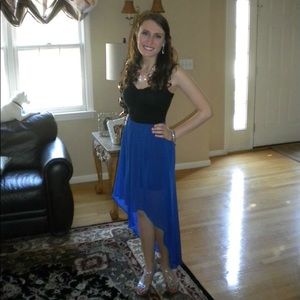 High low royal blue/black dress